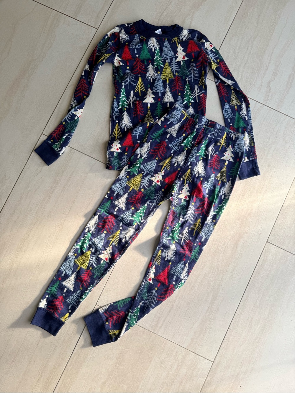 Hanna Andersson Kids Navy Blue Holiday Tree Pajama Set